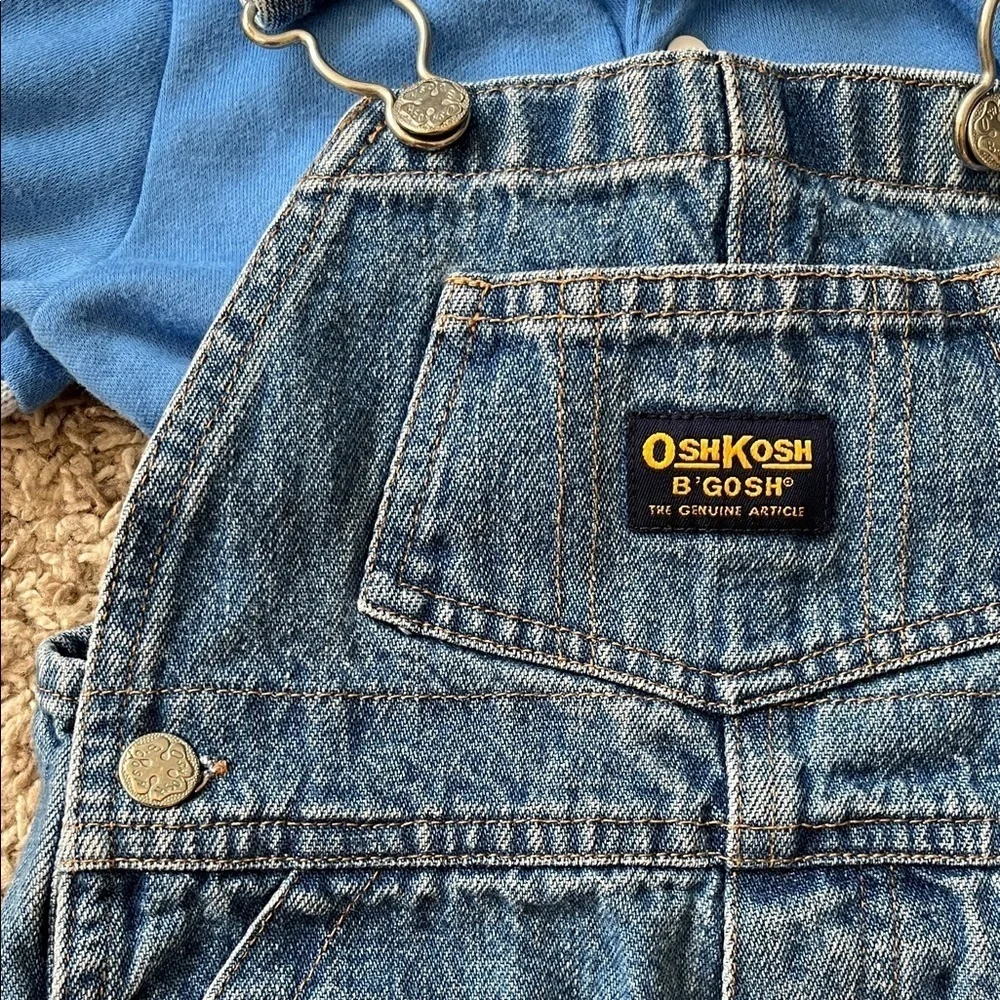 Vintage OshKosh B'gosh Short Sleeve Polo & Denim Shortalls - Size 6-9 Months